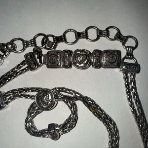 Brighton Silver Tone  Chain Belt with Textured Design & Hearts